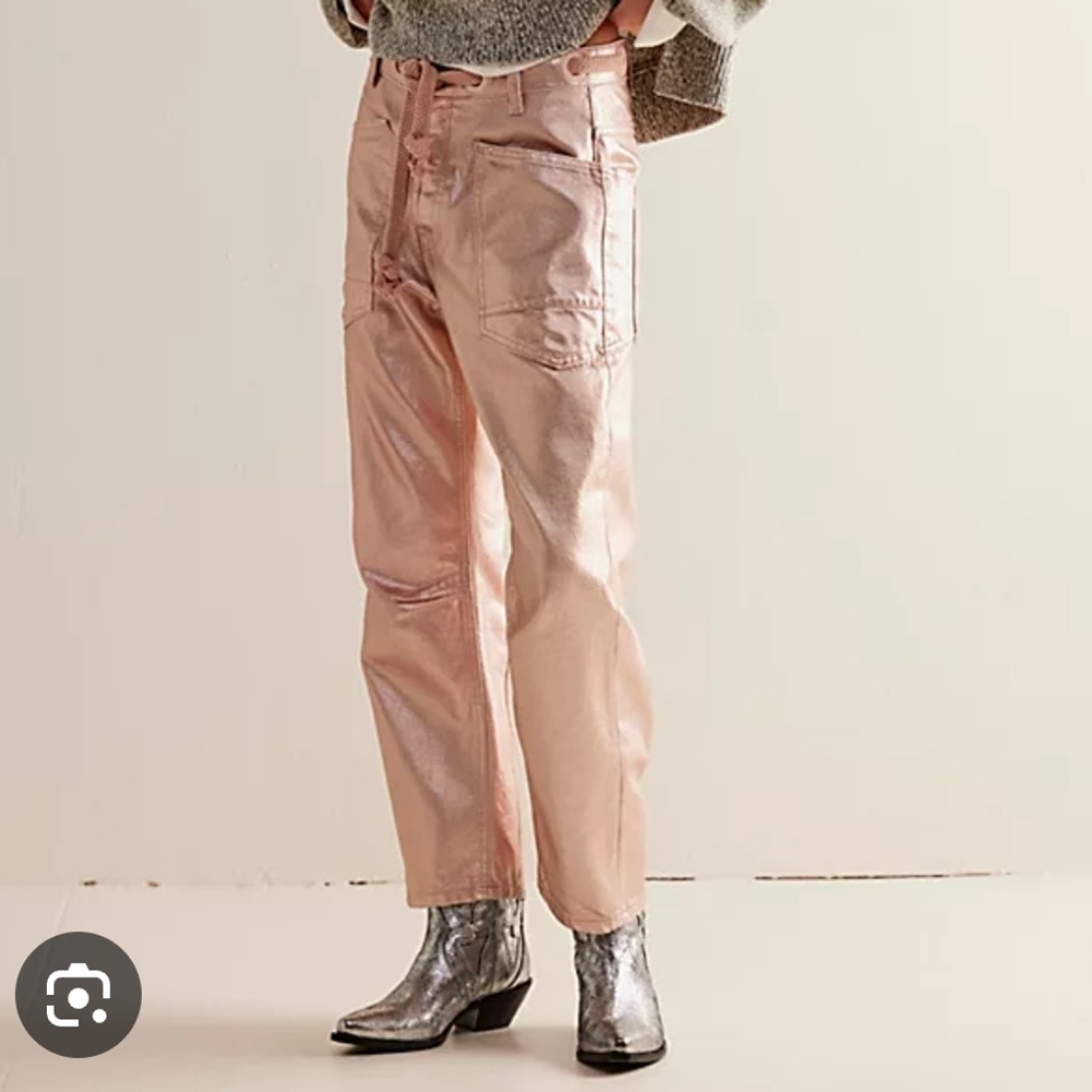 NWT We The Free Moxie Metallic Low-Slung Barrel Jeans